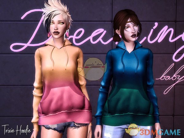 《模拟人生4》女性时尚多彩连帽衫mod