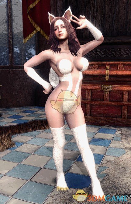 《怪物猎人：世界》白色兽耳娘内衣MOD