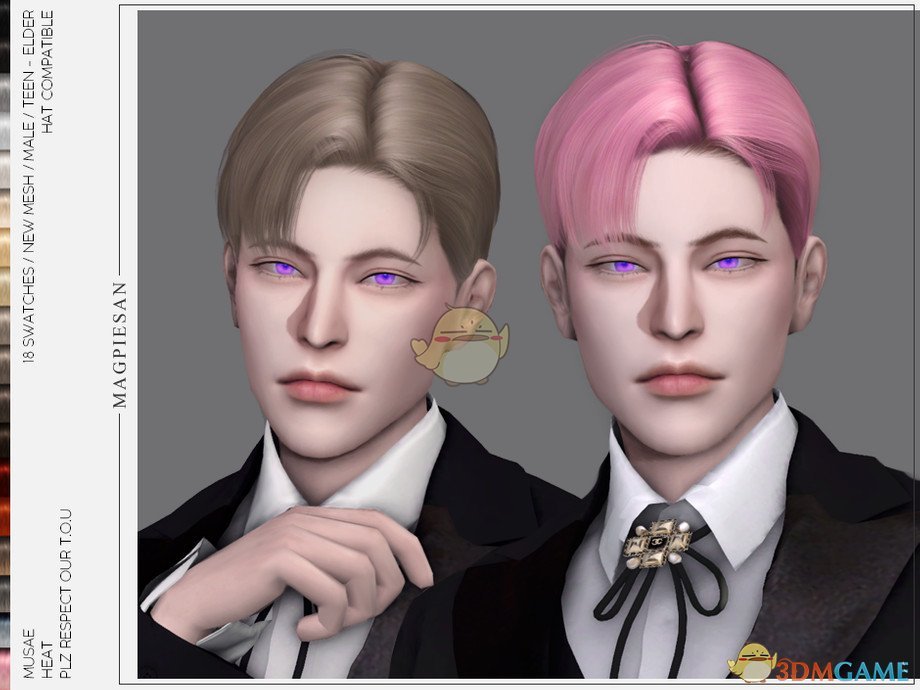 《模拟人生4》男士帅气中分刘海发型MOD