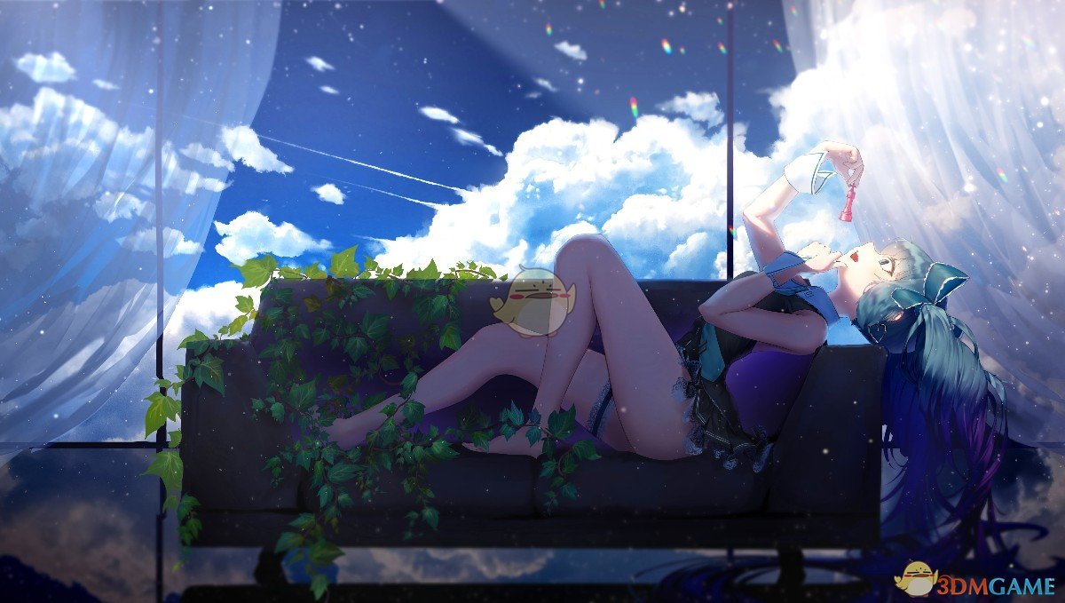 《Wallpaper Engine》初音 - 天空玻璃沙发与植物精美动态壁纸