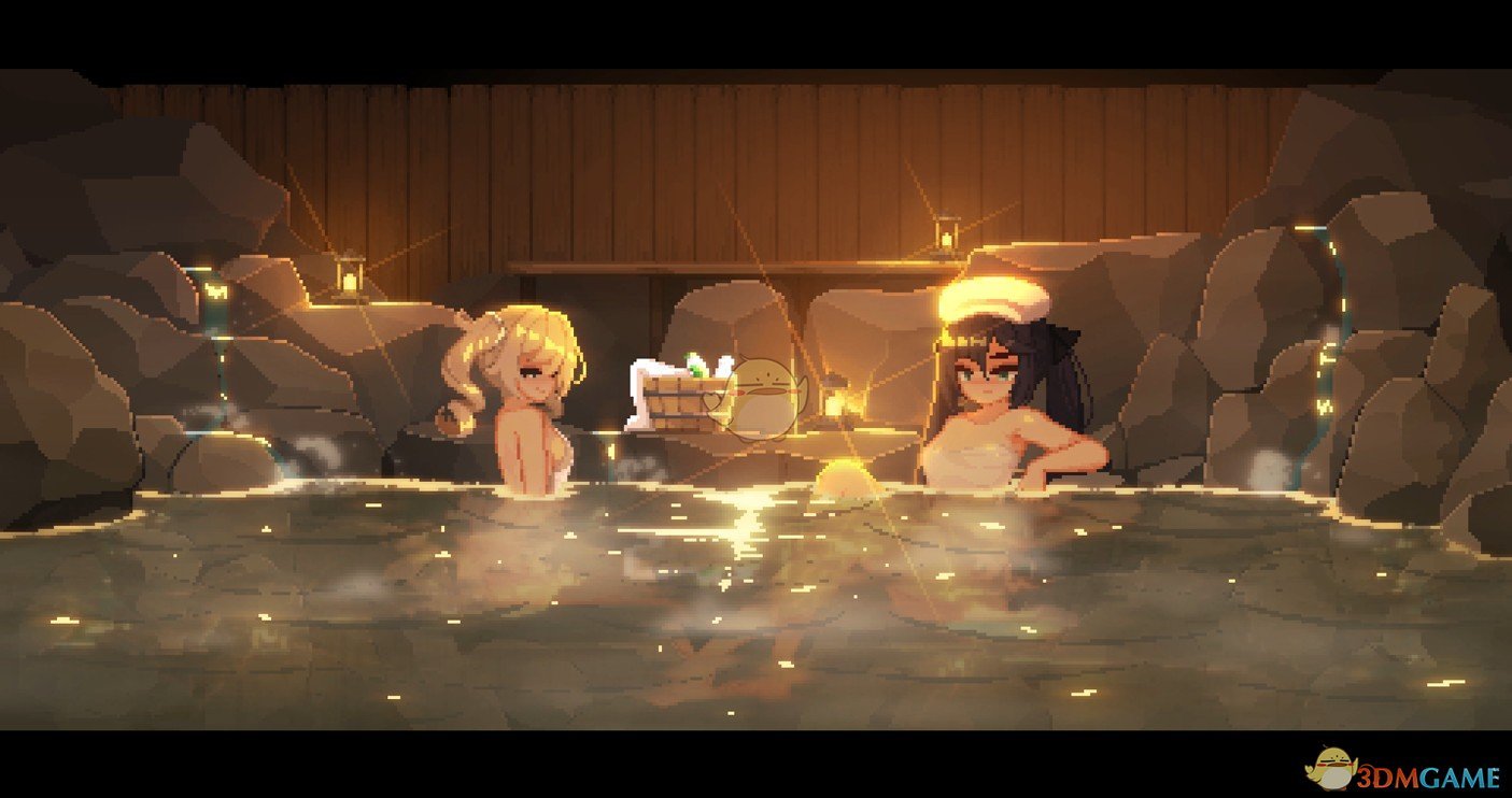 《Wallpaper Engine》原神莫娜和芭芭拉泡温泉像素风动态壁纸