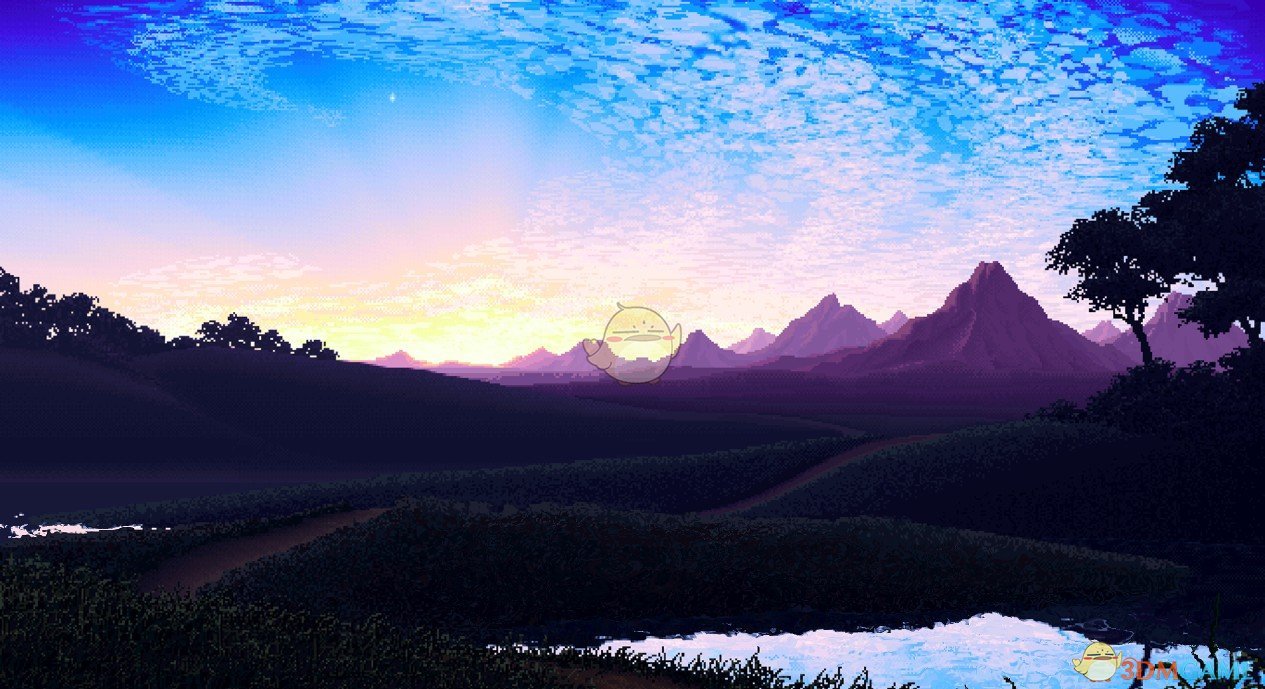 《Wallpaper Engine》天空与山脉像素风动态壁纸