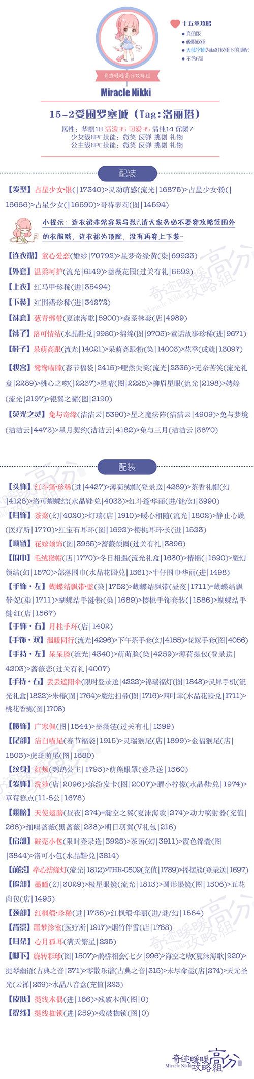 《奇迹暖暖》【少女级】15-2受困罗赛城S攻略