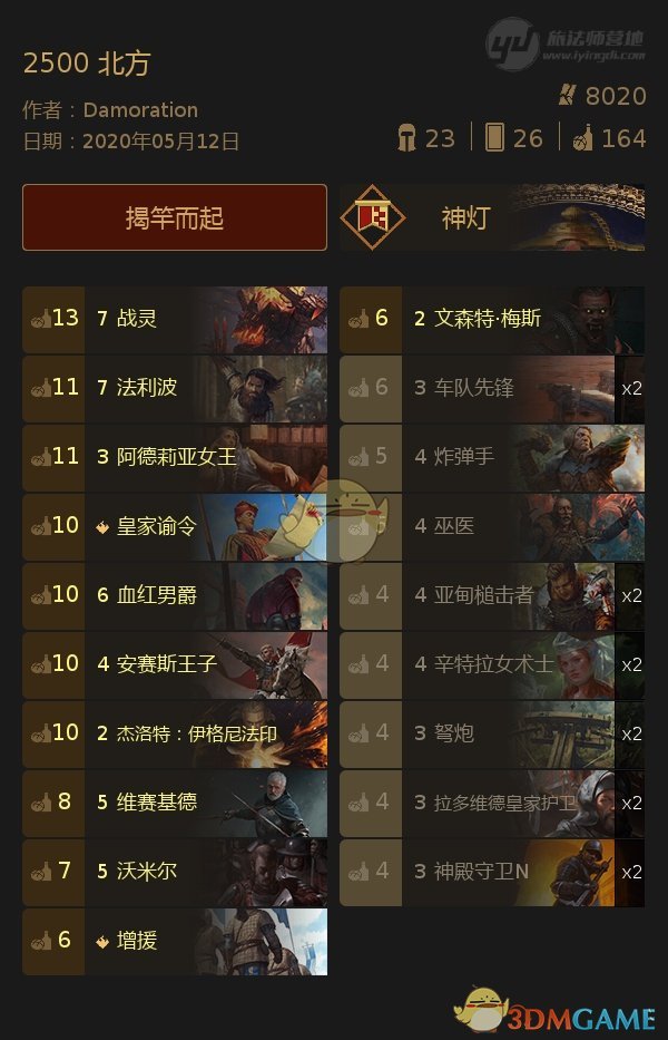 《巫师之昆特牌》高分卡组【2500揭竿而起】分享