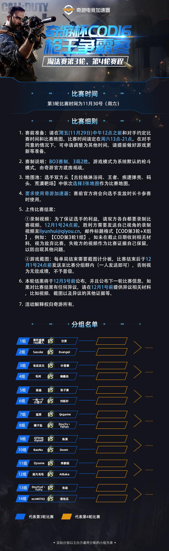 奇游杯COD16枪王争霸赛：淘汰赛第三轮键鼠手柄混战 战火一触即发