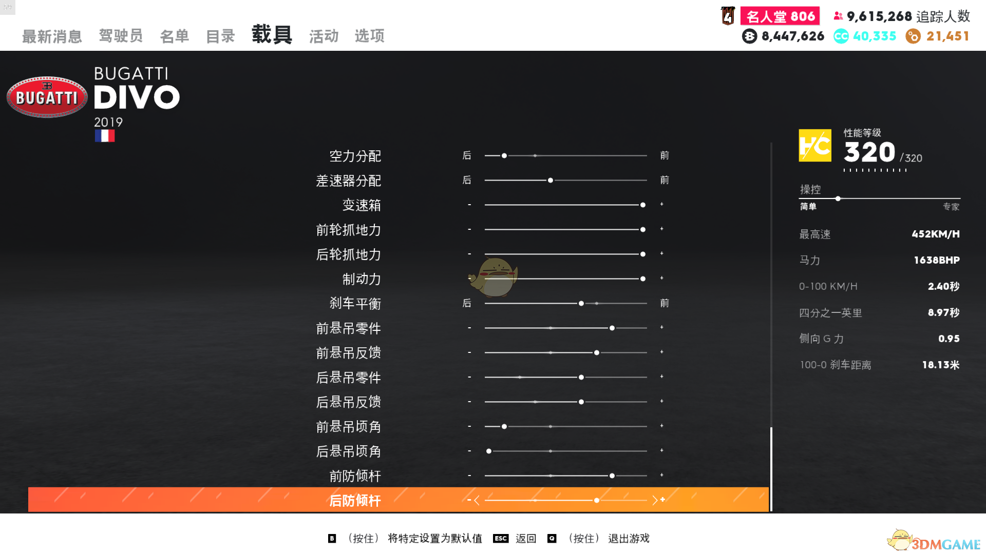 《飙酷车神2》布加迪DIVO走线风格调校指南