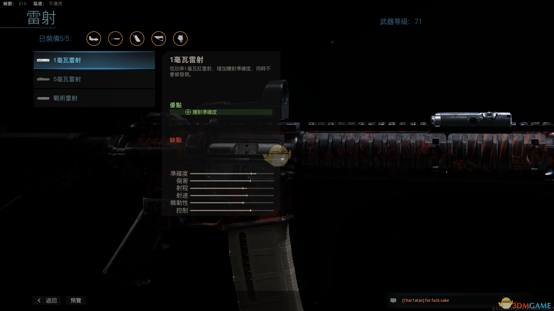 《使命召唤16：现代战争》M4镭射配件一览
