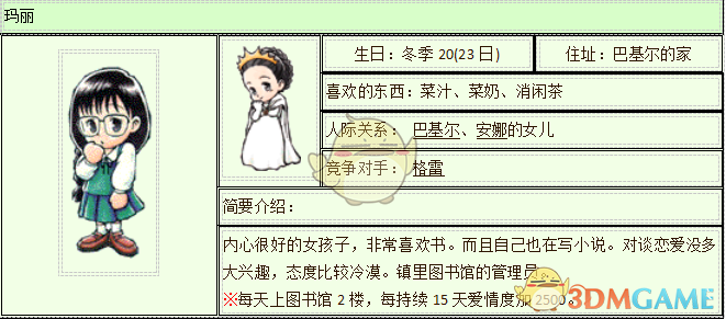 《牧场物语：重聚矿石镇》玛丽人物介绍