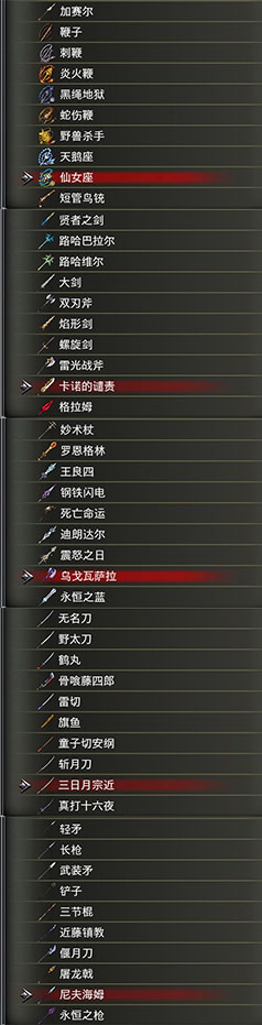 《赤痕：夜之仪式》全武器列表分享