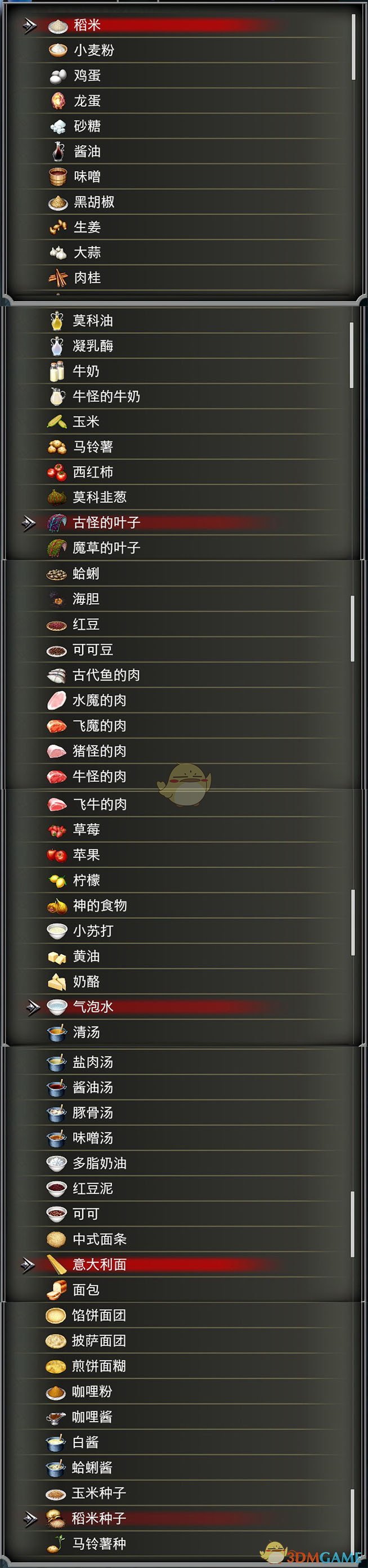 《赤痕：夜之仪式》全食材列表分享
