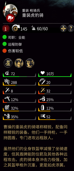 《全面战争：三国》冲骑盾属性介绍