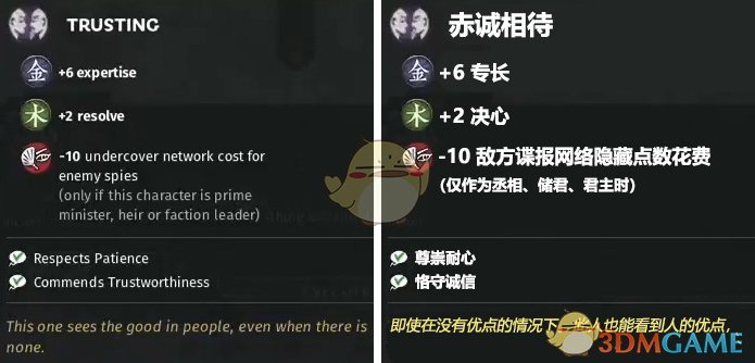 《全面战争：三国》赤诚相待特性效果一览