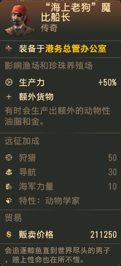 《纪元1800》传奇人物海上老狗属性一览