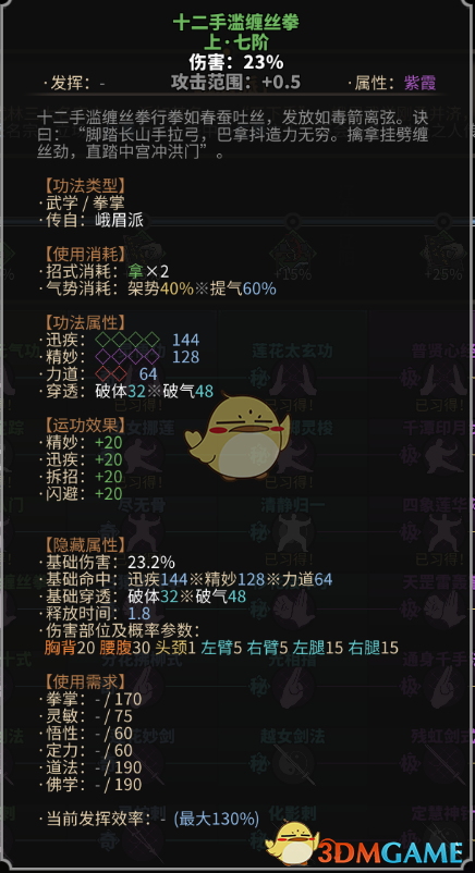 《太吾绘卷》峨眉派拳掌功法一览