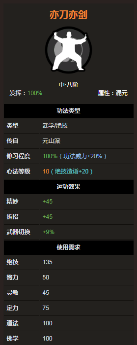 《太吾绘卷》元山派绝技功法-亦刀亦剑