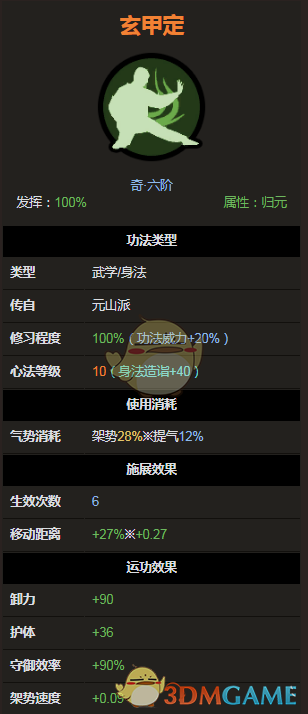 《太吾绘卷》元山派身法功法玄甲定介绍