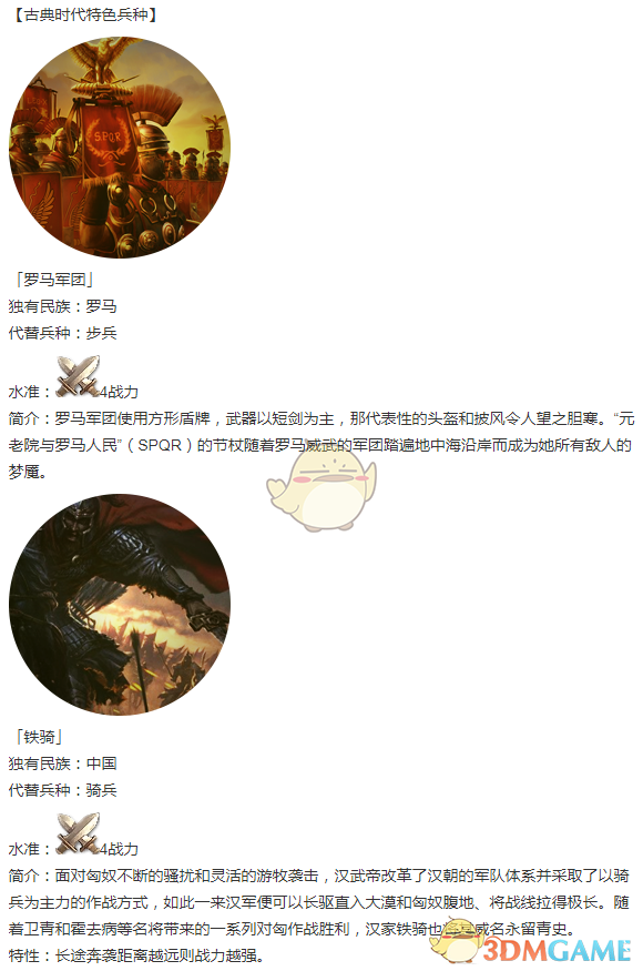 《人类黎明》古典时代兵种一览
