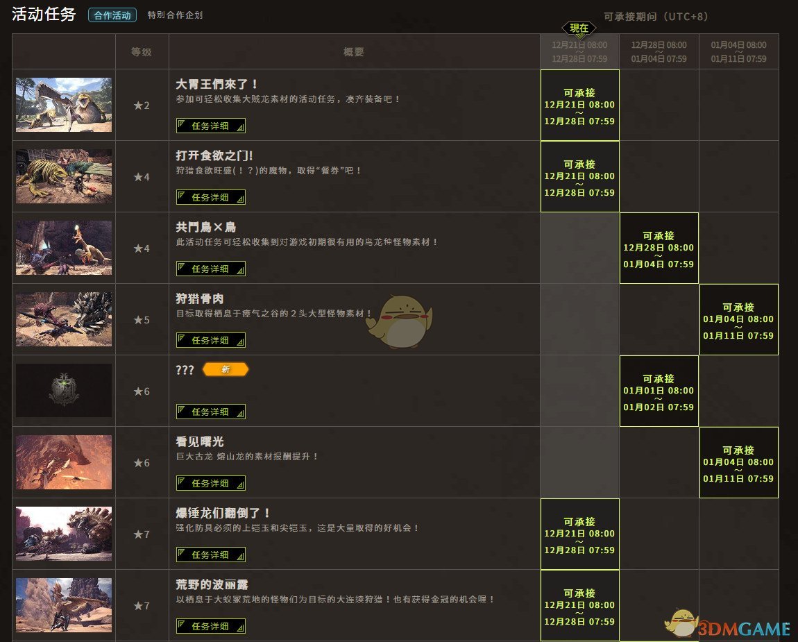 《怪物猎人：世界》1月主机活动一览