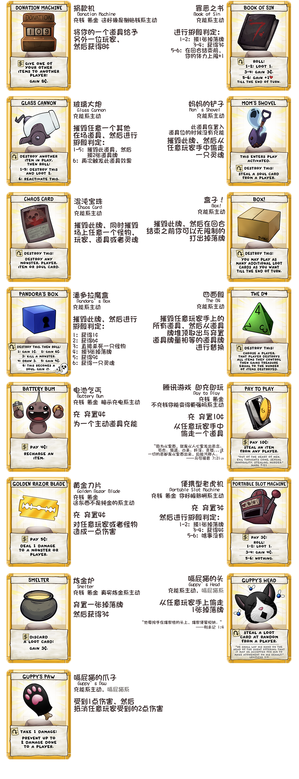 《以撒的结合：四魂》全道具卡一览