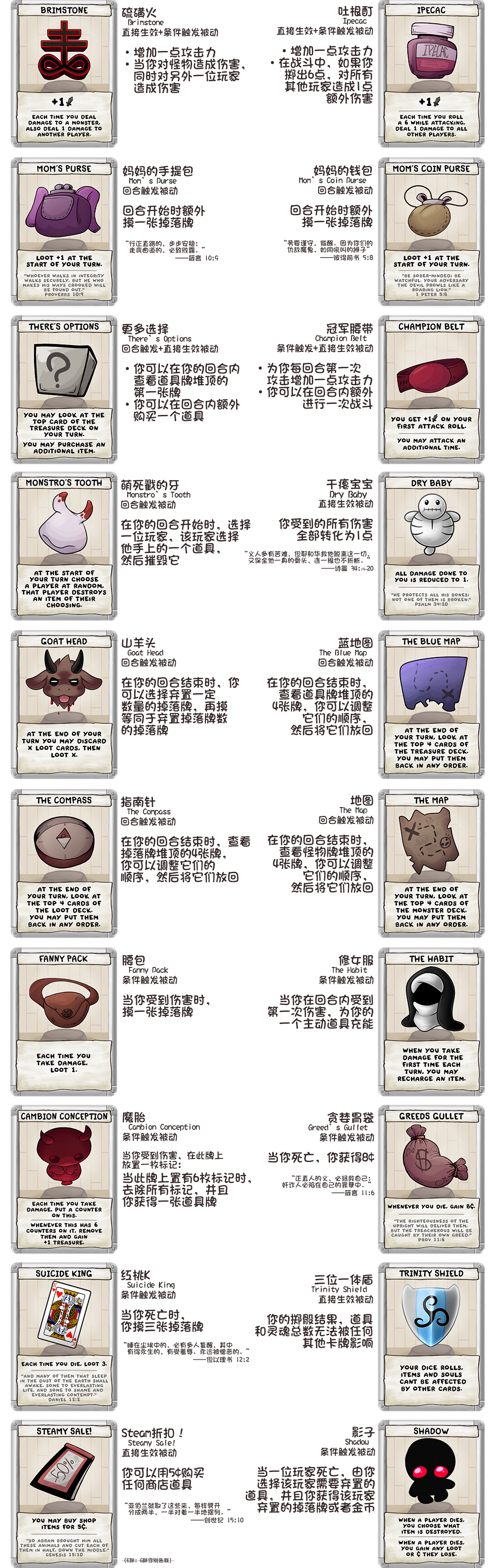 《以撒的结合：四魂》全道具卡一览