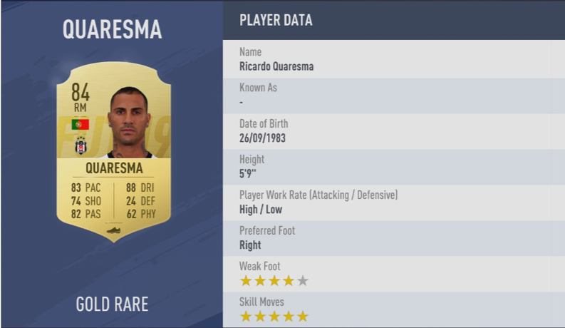 《FIFA 19》全5星花式球员汇总