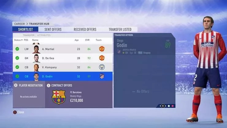 《FIFA 19》经理模式推荐球员一览