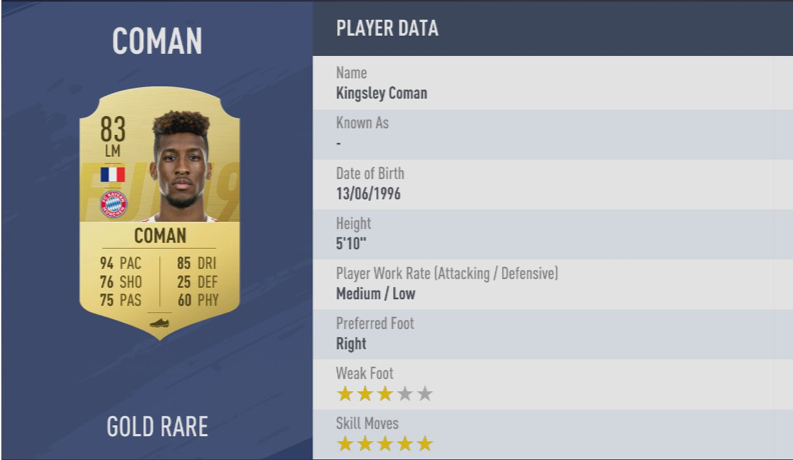 《FIFA 19》全5星花式球员汇总