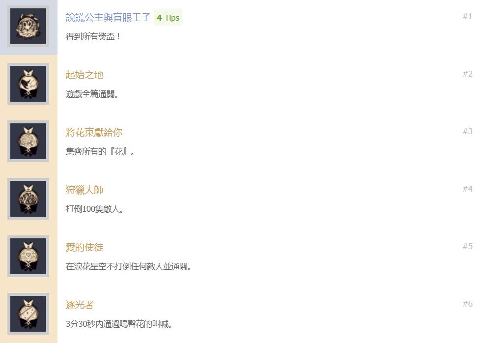 《说谎公主与失明王子》中文奖杯列表一览 白金奖杯怎么拿