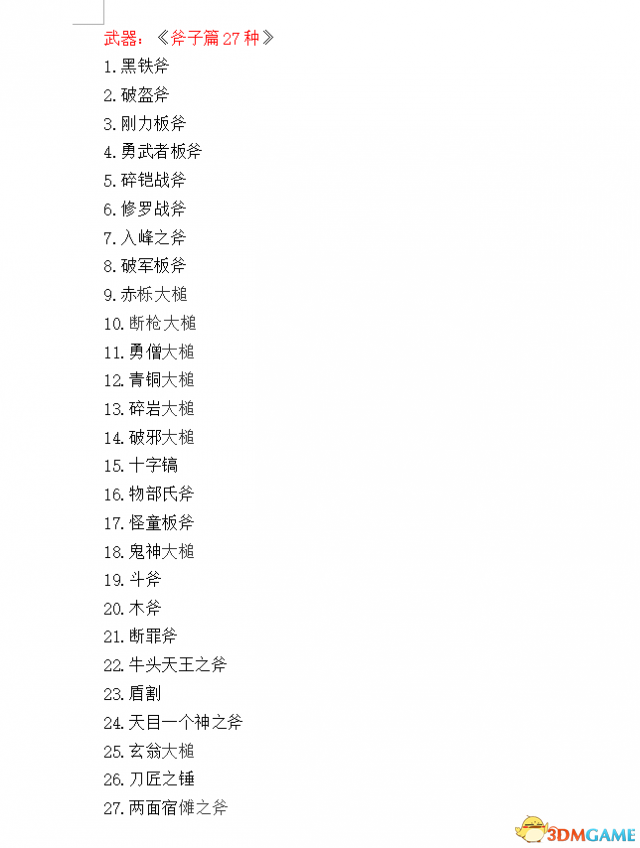 仁王1.21版本全部可锻造武器和防具和道具一览