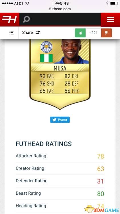 FIFA17UT模式平民级前锋