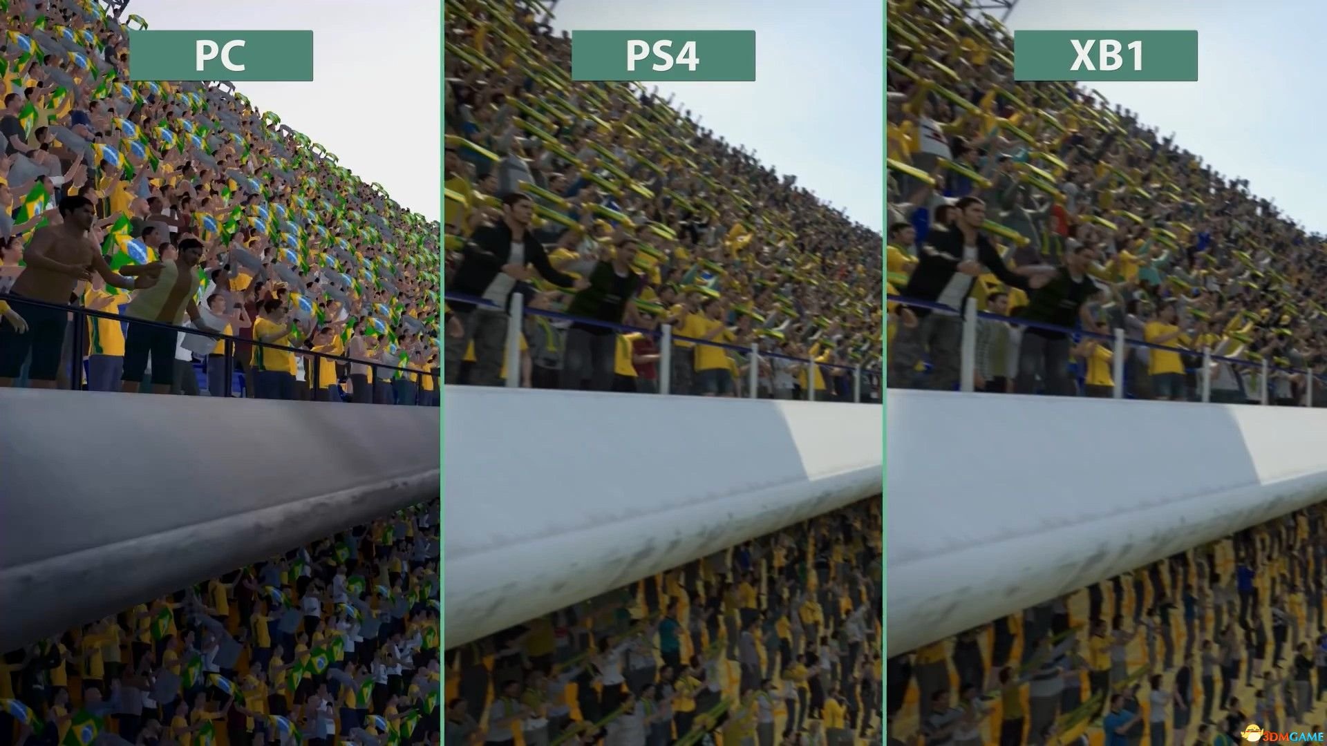 《实况足球2017》PC版PS4版XBOX版画面对比测试图