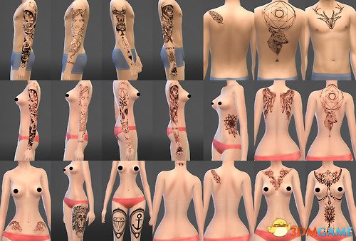 模拟人生4 纹身MOD合集 全尺寸全身各处纹身MOD合集