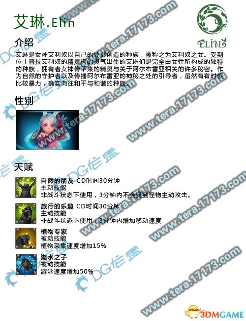 Tera神谕之战 艾琳种族图文资料介绍