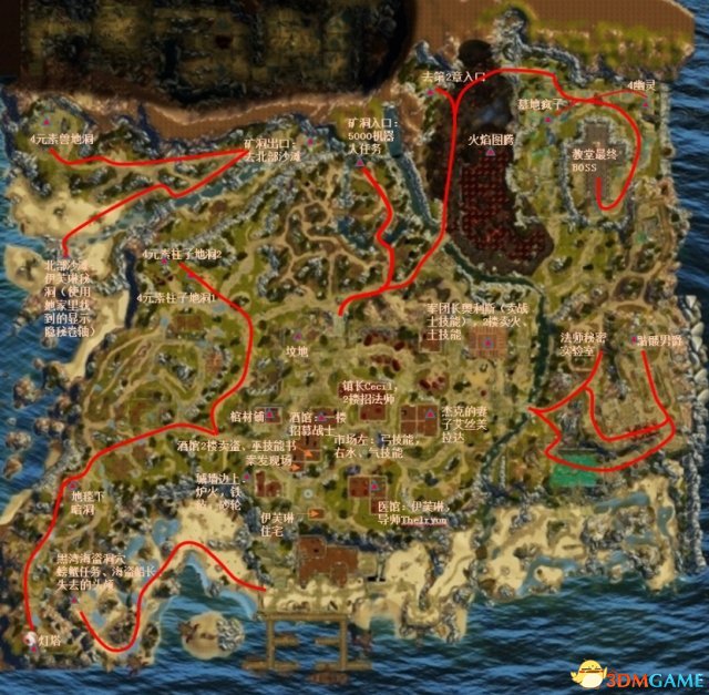 神界3：原罪 第一章中文标示大地图一览 含大致路线