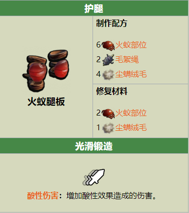 Grounded火蚁腿板制作配方是什么