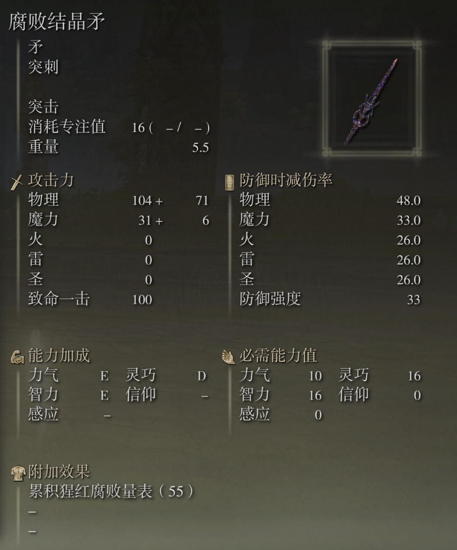 艾尔登法环腐败结晶矛武器图鉴